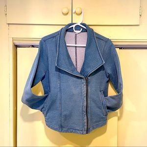 Gap heathered blue thick terry moto jacket M
